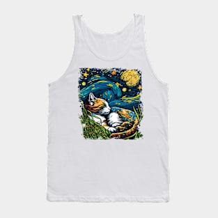 Van Gogh - Starry Night Cat - Cat Lover Tank Top